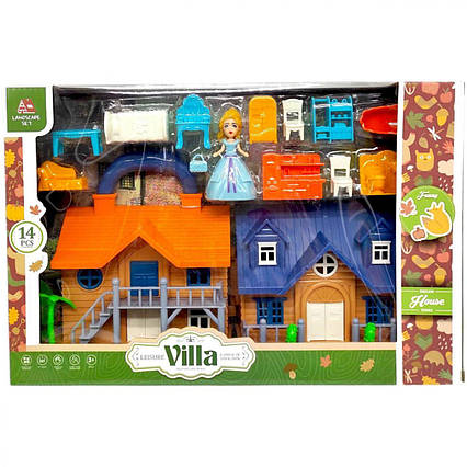 Іграшковий дитячий замок будиночок з меблями та лялькою