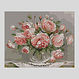 Картина за номерами Троянди на столику 40x50 см, набір з пензликами і фарбами, складність 4/5, подарунок BS436, фото 2