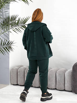 Жіночий теплий спортивний костюм зелений великого розміру Розміри: 52-54, 60-62, фото 3