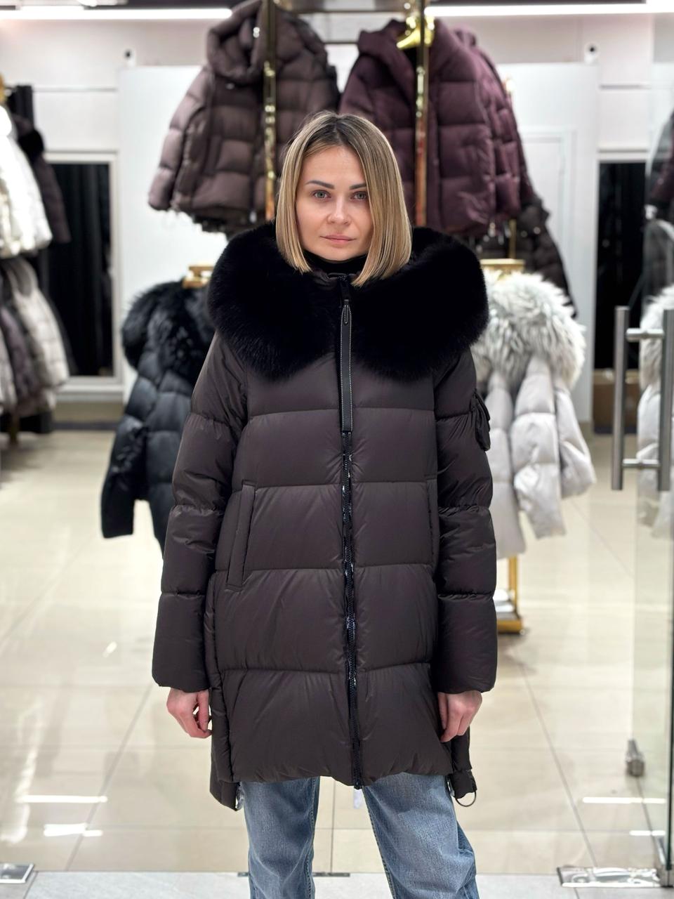 Пуховик жіночий Chanevia 25525 SEAL BROWN, фото 1