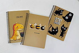 Зошит А5 На спіралі Інтегральна обкл. Крафт 96 арк. У клітину (6136) Школярик