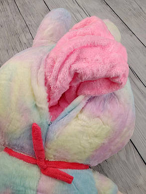 М'яка іграшка з пледом усередині Лабубу плямистий 40 см з рожевим пледом, фото 3