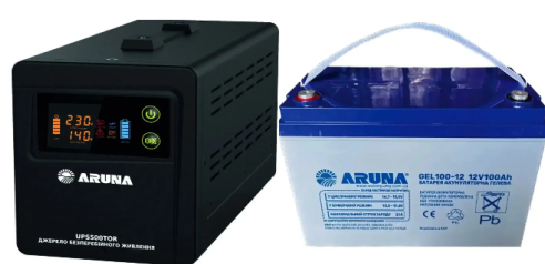 Джерело безперебійного живлення ARUNA UPS 1200 TOR+Акум ARUNA GEL 100-12, фото 1
