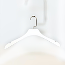 Пластикові плічки вішалки тремпеля 38 см білі  гачок хромований або золотий упаковка 5 шт, фото 3