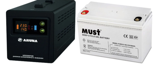 Джерело безперебійного живлення UPS 1500 TOR "ARUNA"+Акум Must FCDG12-100 12V 100Ah Deep cycle, фото 1