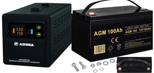 Джерело безперебійного живлення UPS 1500 TOR "ARUNA"+Акум 100Ah 12V Volt Polska, фото 1