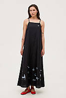 Платье льняное с выбойкой “Фолк” Черное