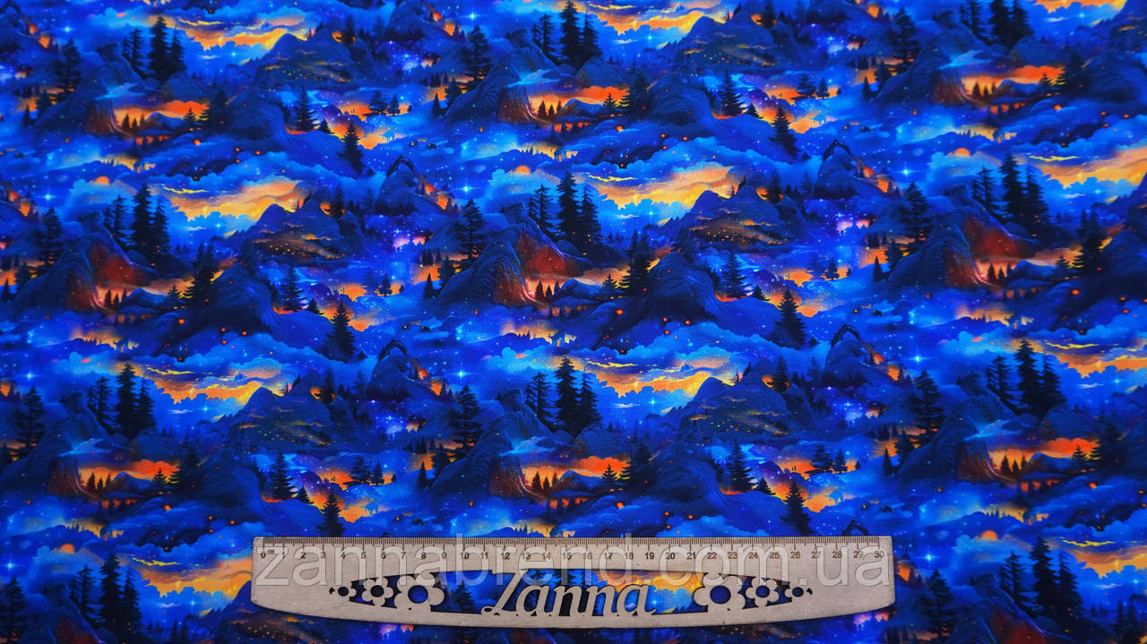 Футер Двонитка колір синій "Гірська магія" (Туреччина), фото 1