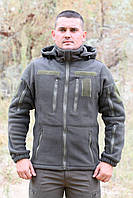 Тактическая флисовая кофта зсу плотная 340гр\м3, теплая флисовая кофта олива 7 карманов fd915