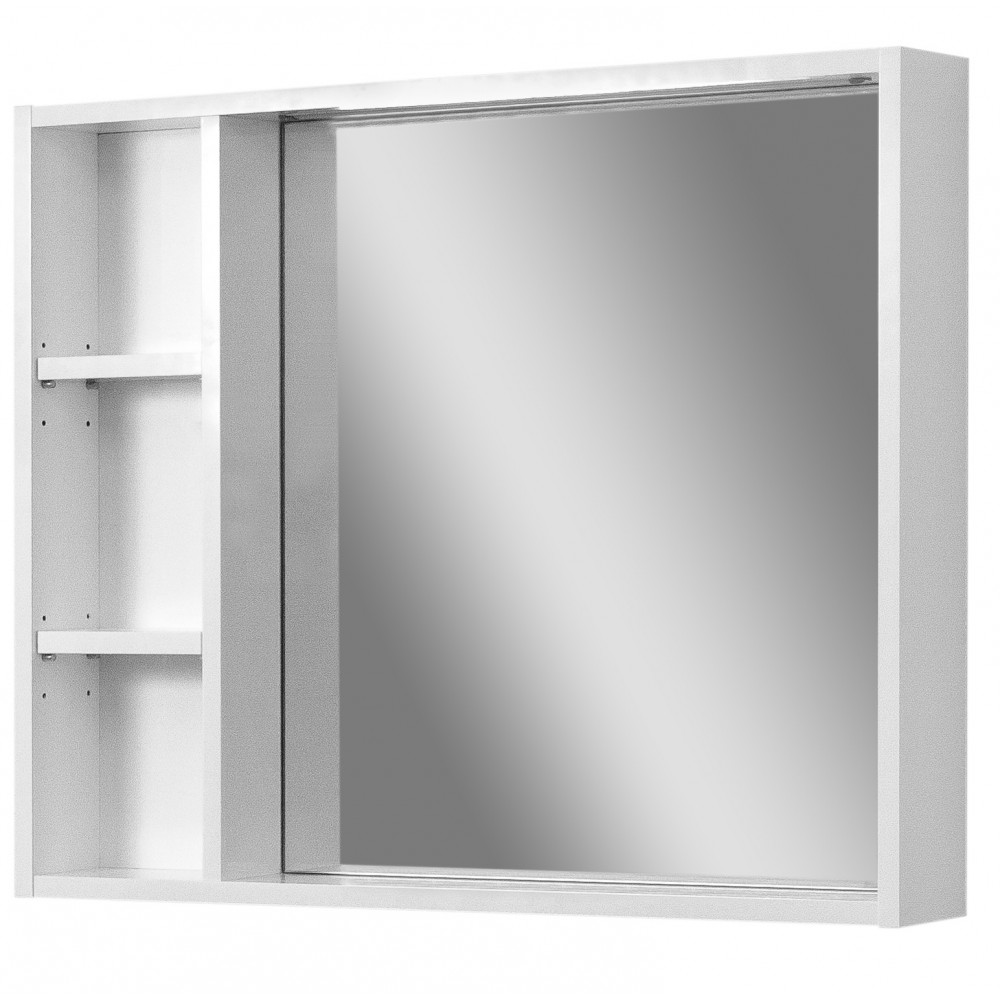 Дзеркало "Monaco-80" з поличками, біле для ванної кімнати, фото 1