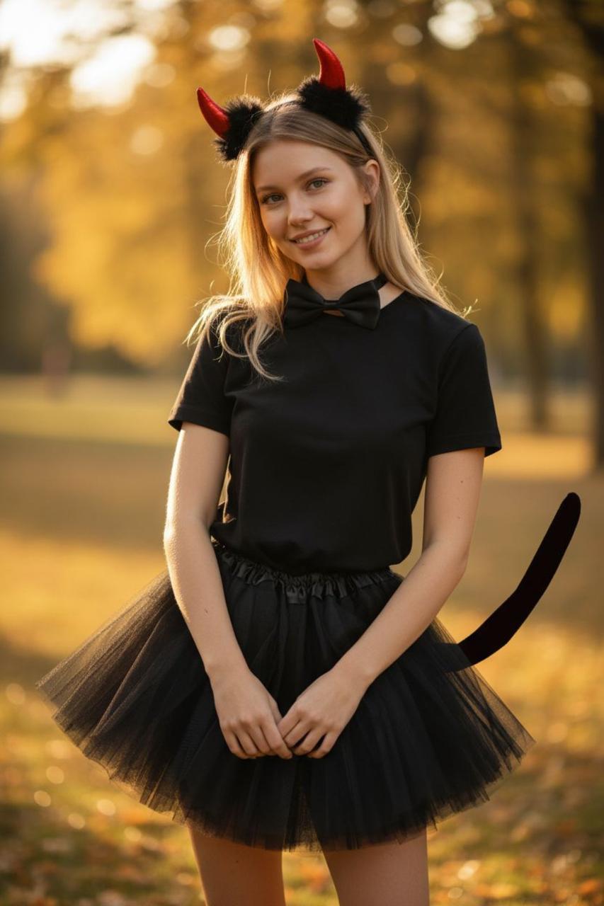 Костюм-кістника жіночий із ріжками, спідницею, фото 1