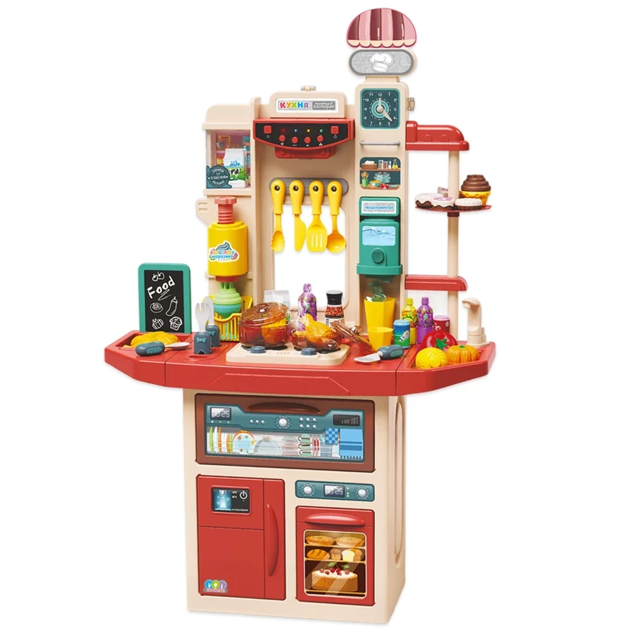 Дитяча ігрова велика кухня, звук, вода, світло, пара, 88 предметів, висота 110см, M 6009 I UA, фото 1