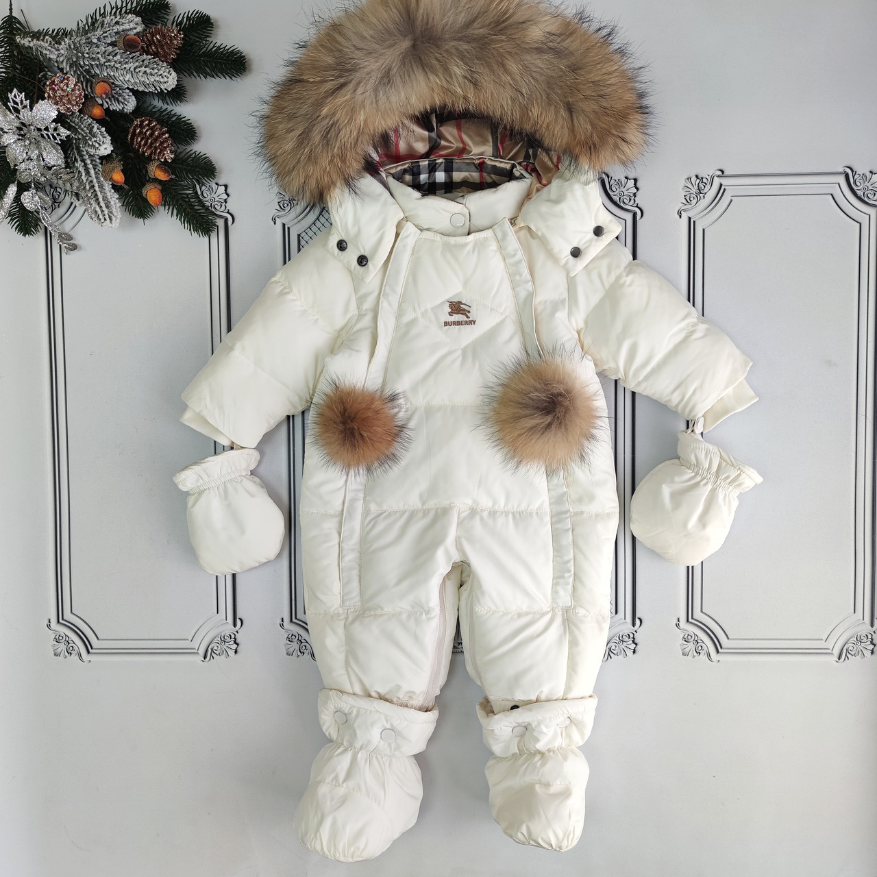 Суцільний комбінезон Берберрі для новонароджених, білий комбінезон трансформер