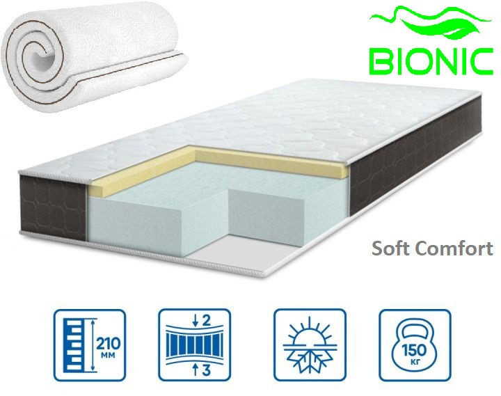 Матрац Bionic Soft Comfort 21см 180*200 (Вакумне скручування!), фото 1