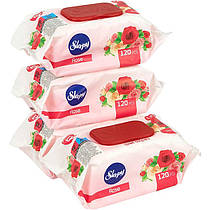 Вологі серветки ТМ SLEEPY Rose 120 штук з клапаном, 21 х 15 см