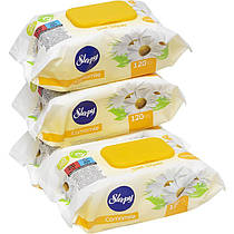 Вологі серветки ТМ SLEEPY Camomile 120 штук з клапаном, 21 х 15 см