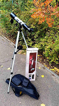 Астрономічний телескоп Jiehe CF50060 Б.У. — рефрактор 50/600 мм з окулярами K9, K25, лінзою Барлоу 3 × і сумкою для перенесення