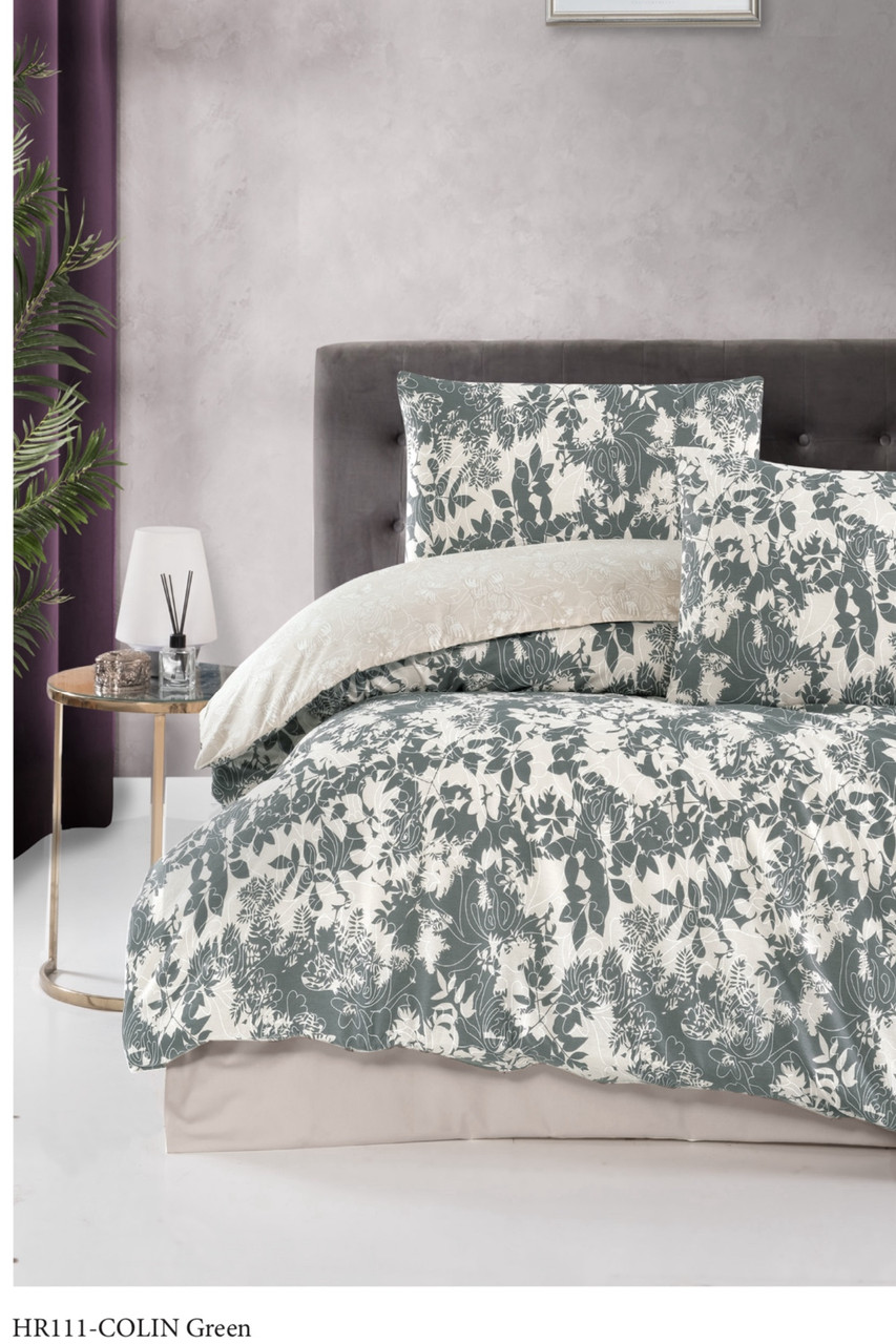 Постільна білизна Altinbasak з простирадлом на гумці євро розмір Colin green, фото 1