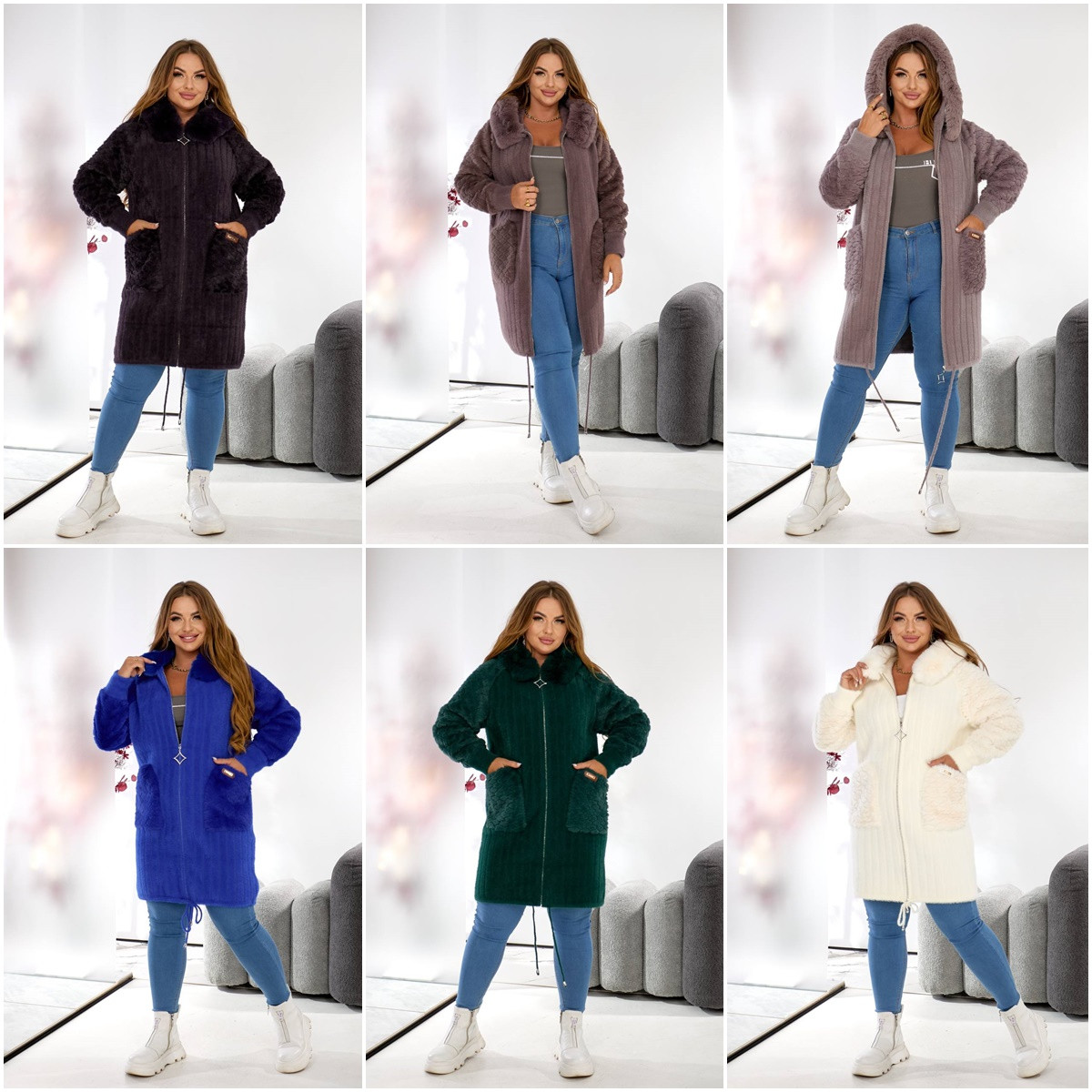 Кардиган альпака з хутром на кармані і вороті, фото 1