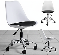 Сучасне крісло для комп'ютера, крісло для дому на колесах Bonro Біле з чорним