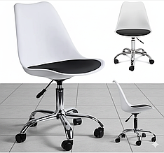 Сучасне крісло для комп'ютера, крісло для дому на колесах Bonro Біле з чорним