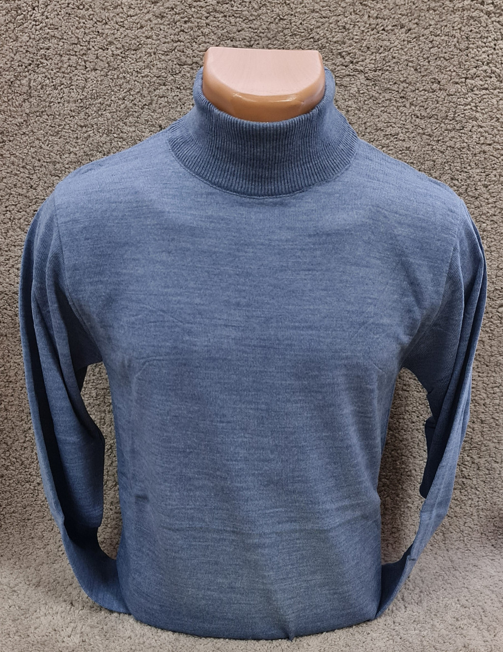 Светр гольф (водолазка) чоловічий демісезонний TRIKO однотонний комір стійка світлий джинс