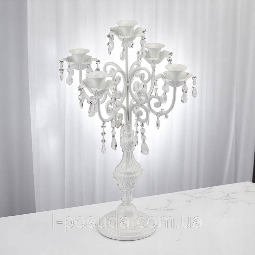 Канделябр-свічник на 5 свічок з кристалами 57см, фото 1