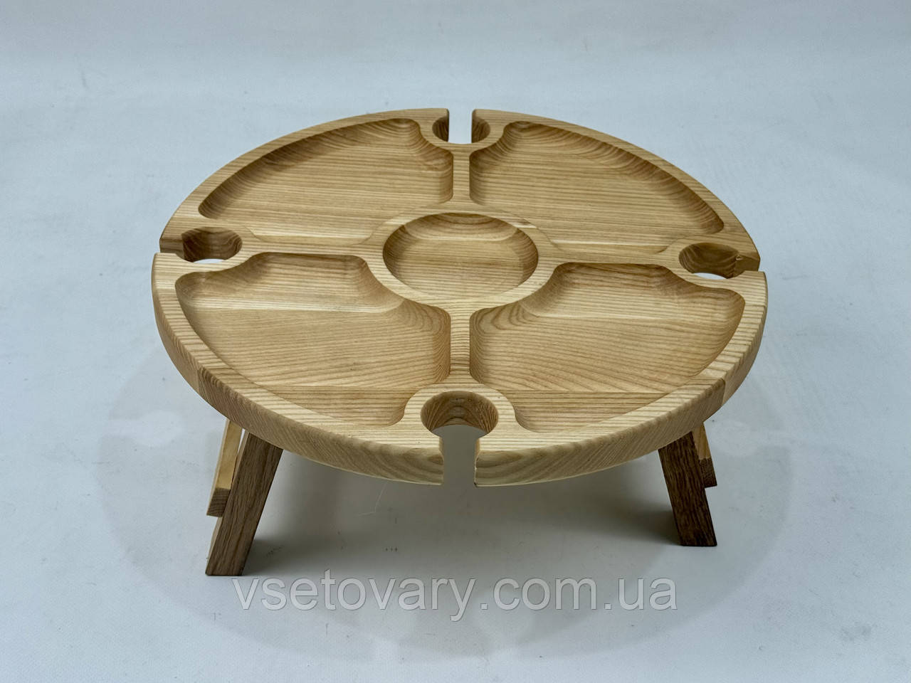 Дерев'яний винний столик, 35*35*17 см, 4 бокали, фото 1