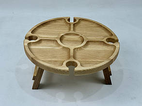 Дерев'яний винний столик, 35*35*17 см, 4 бокали