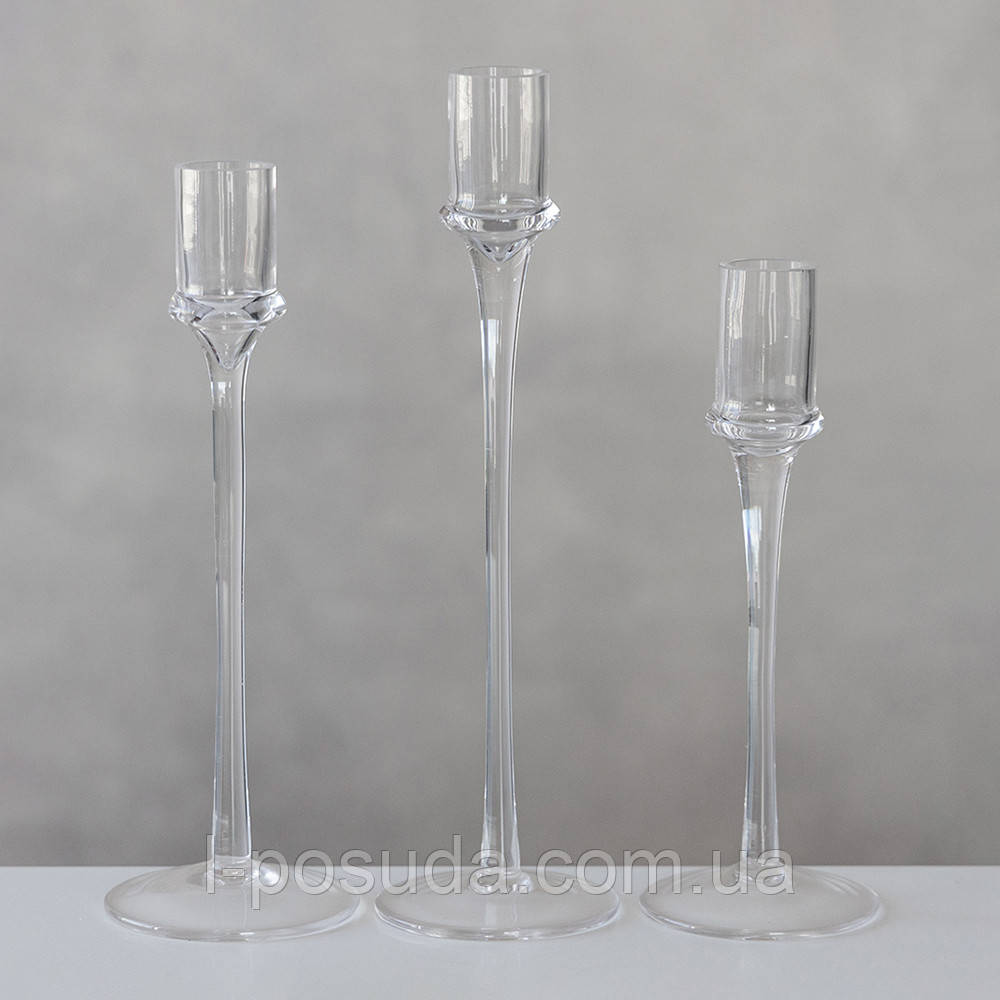 Набір свічників «Вишуканість», 3 шт., висота 26 см - стильний декор для дому та святкового столу, фото 1