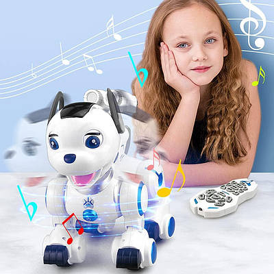 Радіокерований робот-собака іграшкове цуценя інтерактивний робопес світло звук мелодії танцює їздить моргає