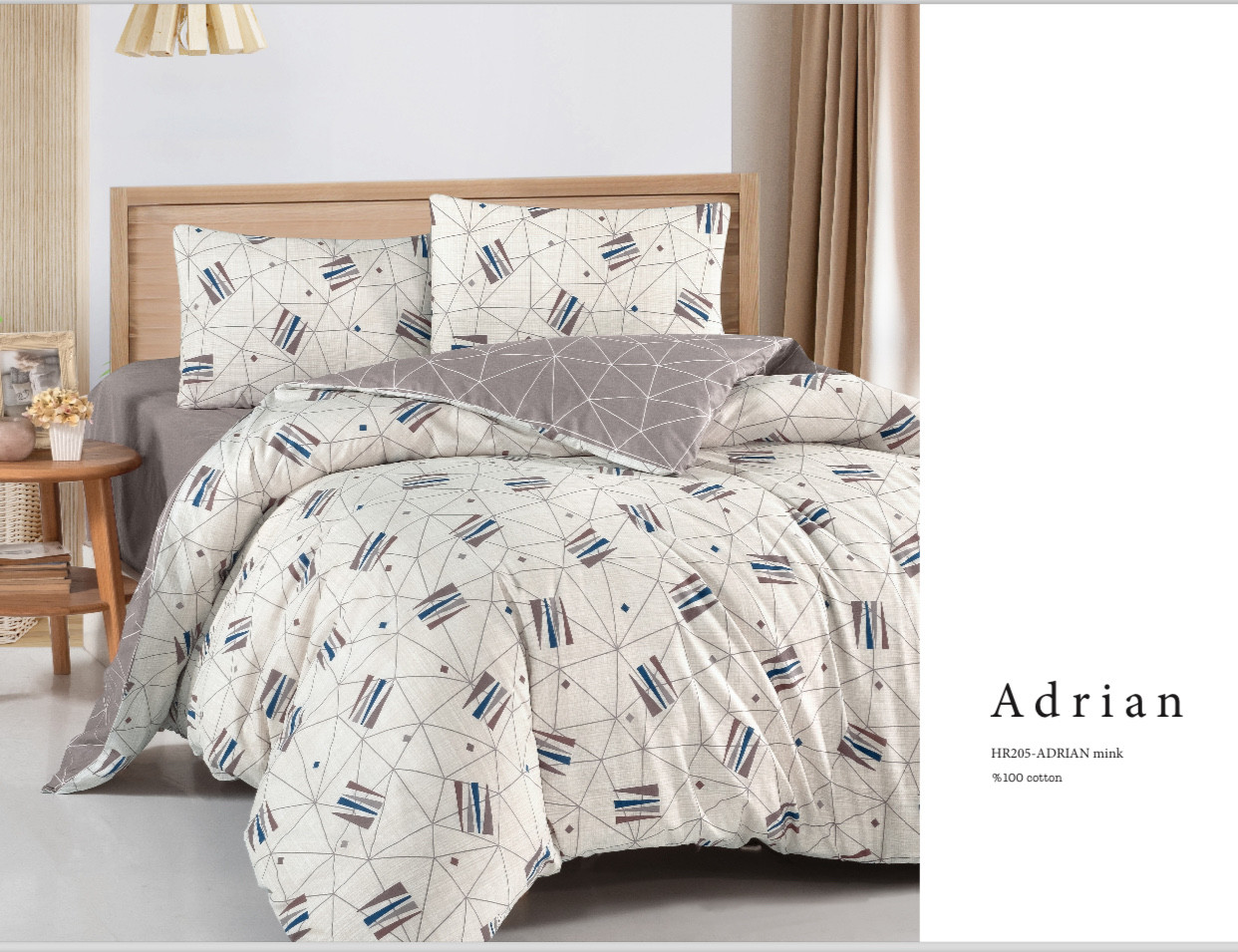 Постільна білизна Altinbasak  євро розмір ранфорс Adrian, фото 1