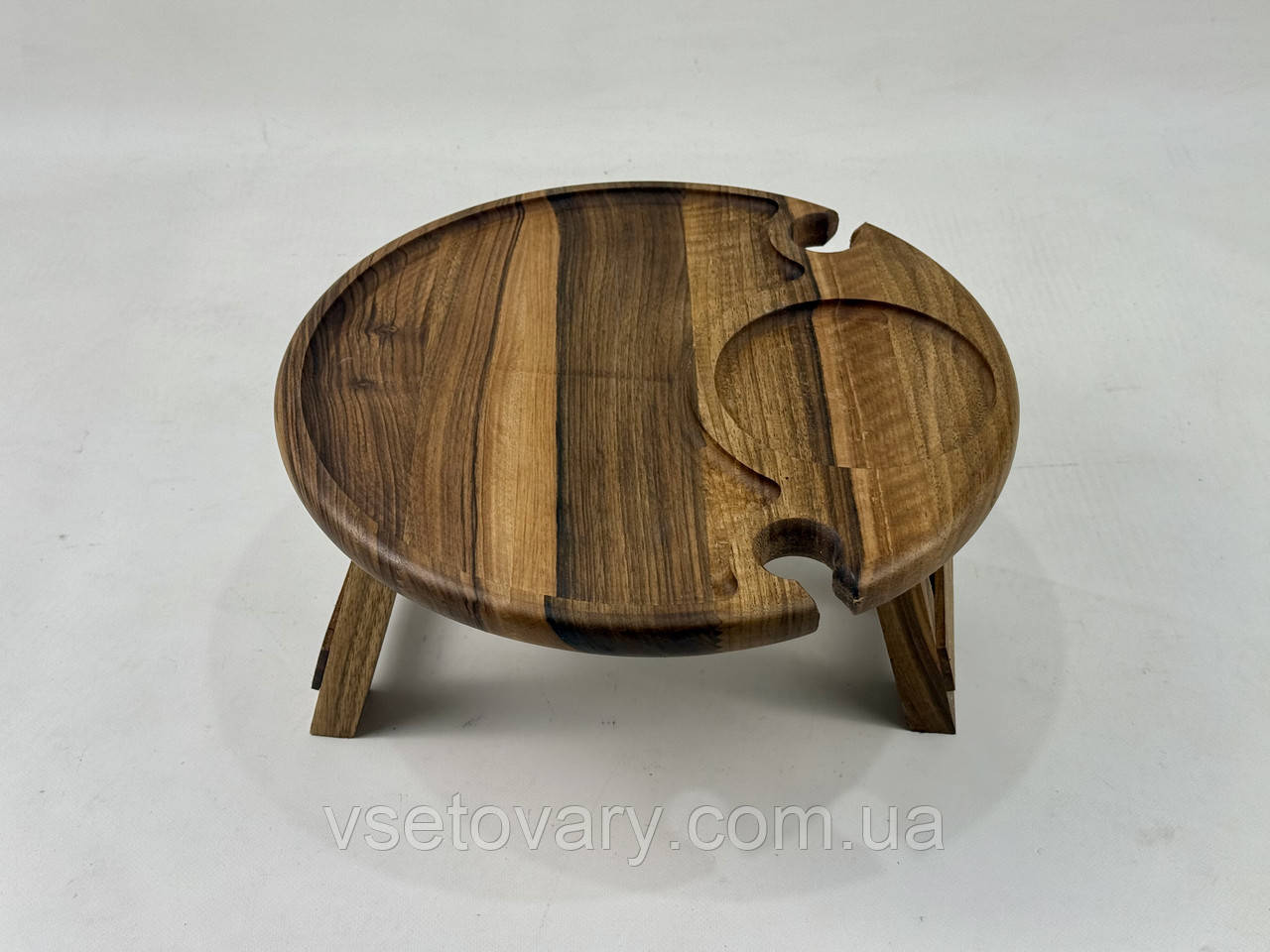 Дерев'яний винний столик, 35*35*17 см, 2 бокали, фото 1