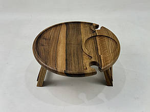 Дерев'яний винний столик, 35*35*17 см, 2 бокали