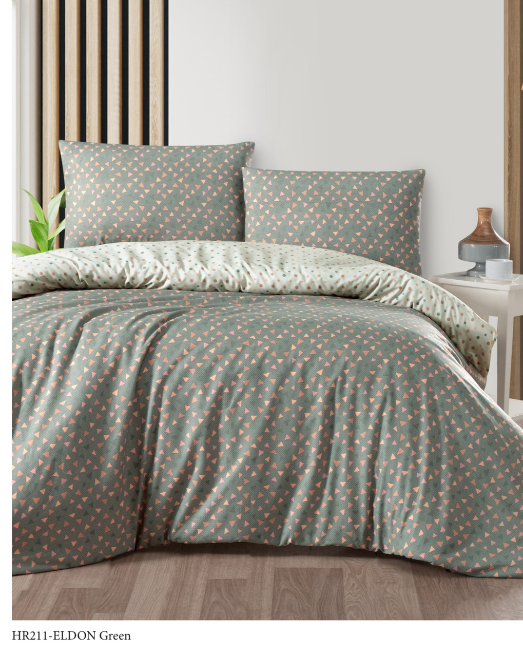 Постільна білизна Altinbasak  євро розмір ранфорс Eldon green, фото 1