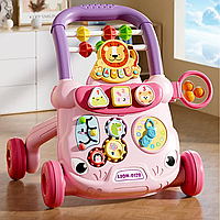 Дитячі ходунки — каталка, що розвивають, 41х33х39 см, Рожеві/Хидунки дитячі з ігровою платформою/ Каталка дитяча