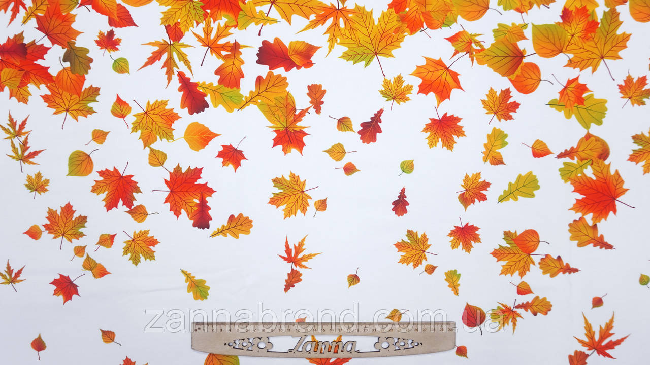 Футер Двонитка колір молочний Купон 76 × 180 см "Листопад" (Туреччина), фото 1