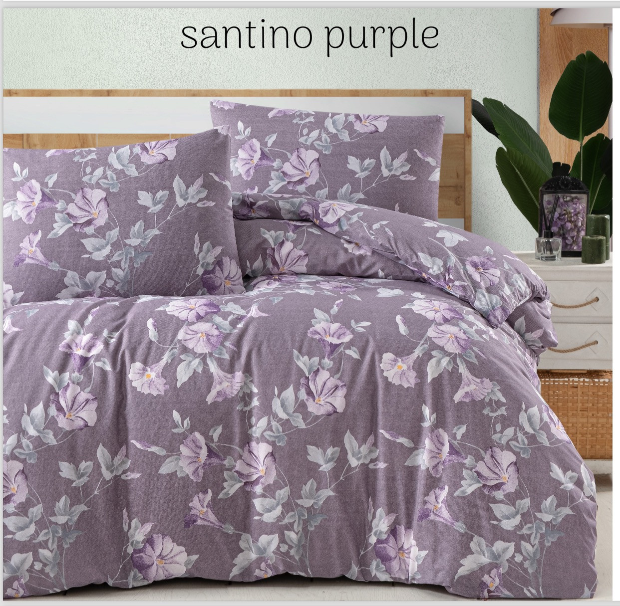 Постільна білизна Altinbasak  євро розмір ранфорс Santino purple, фото 1