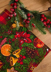 Набір новорічних лляних кухонних рушників Ялинкова гірлянда (10 штук в упаковці) 33х75 см, фото 2