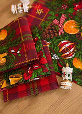 Набір новорічних лляних кухонних рушників Ялинкова гірлянда (10 штук в упаковці) 33х75 см, фото 4