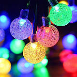 Світлодіодна гірлянда Light Bubble Ball  на сонячній батареї 12 метрів 100 світлодіодів мультиколор, фото 3