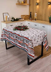 Скатертина новорічна лляна 150х220 Сніговик, фото 3