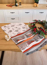 Набір новорічних лляних кухонних рушників Сніговик (10 штук в упаковці) 40х75 см, фото 2