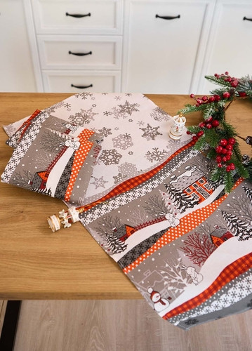 Набір новорічних лляних кухонних рушників Сніговик (10 штук в упаковці) 40х75 см