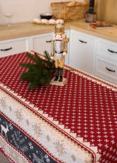 Скатертина новорічна лляна 150х150 Північні олені, фото 3