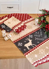 Набір новорічних лляних кухонних рушників Північні олені (10 штук в упаковці) 33х75 см, фото 2