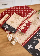 Набір новорічних лляних кухонних рушників Північні олені (10 штук в упаковці) 33х75 см, фото 3