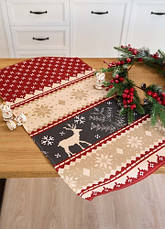 Набір новорічних лляних кухонних рушників Північні олені (10 штук в упаковці) 33х75 см, фото 4