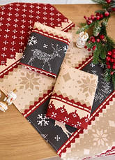 Набір новорічних лляних кухонних рушників Північні олені (10 штук в упаковці) 40х75 см, фото 3