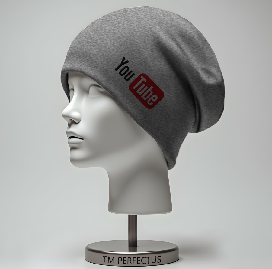 Шапка біні "YouTube знак іконка лого" унісекс з принтом ВСІ розміри, фото 1